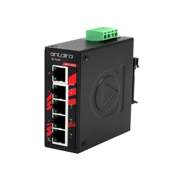 Compact 5-Port Industrial Gigabit PoE+ Unmanaged Ethernet Switch